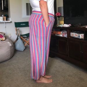 Rainbow Stripes Flowy Pants Retro